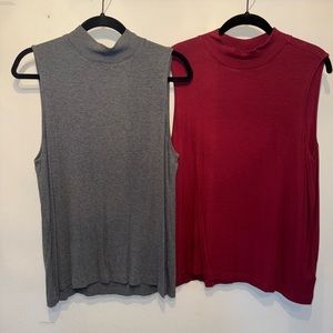 Time and Tru Mock Neck Ribbed Tank Tops (Set of 2)